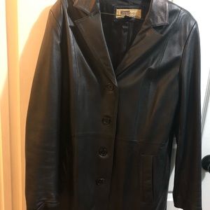 Prestige Leather Medium Long Trench Coat